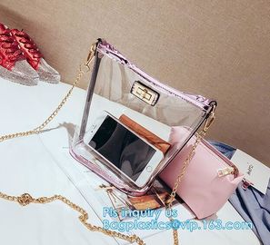 Gift bag clear shopping bag custom PVC plastic shopping bag, shiny pvc handle shopping hand bag clear tote bags ladies h supplier