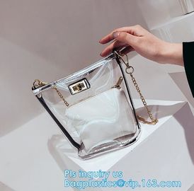 Transparent conference eco shopping bag, shopping pvc bag with custom print, shopping square bottom portable clear PVC p supplier