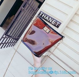 Transparent conference eco shopping bag, shopping pvc bag with custom print, shopping square bottom portable clear PVC p supplier