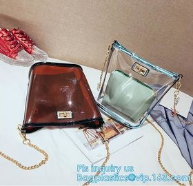 Transparent conference eco shopping bag, shopping pvc bag with custom print, shopping square bottom portable clear PVC p supplier