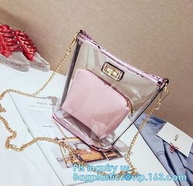 Transparent conference eco shopping bag, shopping pvc bag with custom print, shopping square bottom portable clear PVC p supplier
