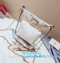 Transparent conference eco shopping bag, shopping pvc bag with custom print, shopping square bottom portable clear PVC p supplier