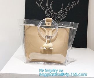 reusable eco friendly tote transparent pvc shopping bag, shopping cluth PVC beach bag with zipper, eco-freindly Promotio supplier
