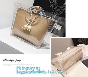 reusable eco friendly tote transparent pvc shopping bag, shopping cluth PVC beach bag with zipper, eco-freindly Promotio supplier