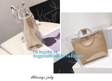 reusable eco friendly tote transparent pvc shopping bag, shopping cluth PVC beach bag with zipper, eco-freindly Promotio supplier