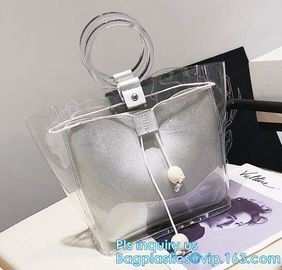 reusable eco friendly tote transparent pvc shopping bag, shopping cluth PVC beach bag with zipper, eco-freindly Promotio supplier