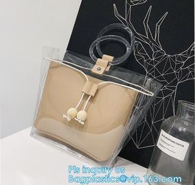 reusable eco friendly tote transparent pvc shopping bag, shopping cluth PVC beach bag with zipper, eco-freindly Promotio supplier