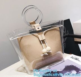 reusable eco friendly tote transparent pvc shopping bag, shopping cluth PVC beach bag with zipper, eco-freindly Promotio supplier