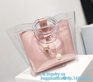 reusable eco friendly tote transparent pvc shopping bag, shopping cluth PVC beach bag with zipper, eco-freindly Promotio supplier
