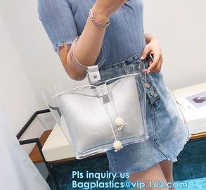reusable eco friendly tote transparent pvc shopping bag, shopping cluth PVC beach bag with zipper, eco-freindly Promotio supplier