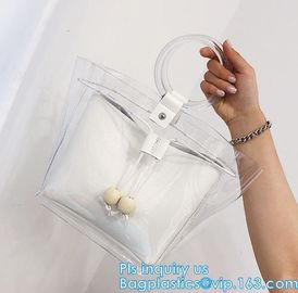reusable eco friendly tote transparent pvc shopping bag, shopping cluth PVC beach bag with zipper, eco-freindly Promotio supplier