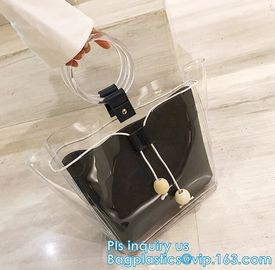 reusable eco friendly tote transparent pvc shopping bag, shopping cluth PVC beach bag with zipper, eco-freindly Promotio supplier