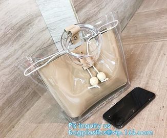 reusable eco friendly tote transparent pvc shopping bag, shopping cluth PVC beach bag with zipper, eco-freindly Promotio supplier