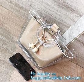reusable eco friendly tote transparent pvc shopping bag, shopping cluth PVC beach bag with zipper, eco-freindly Promotio supplier