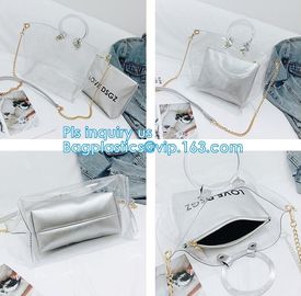 Promotional fashion soft pvc tote beach bag pvc handbag, handbag min min handbag for kids, Zipper Pocket Clear Beach Han supplier