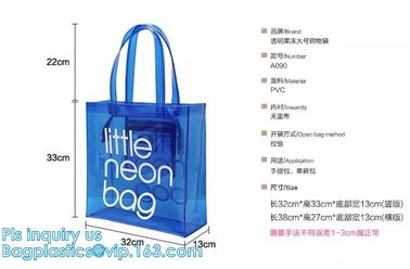 handle colorfull bag pvc zipper bag, Custom PVC Loop Handle Image Printed Plastic Shopping Bag, PVC handle plastic bags supplier
