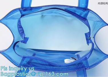 OEM service transparent handle recyclable pvc packing bag, Handle Carry Plastic Cooler Bag PVC Wine Bag, shopping bag wi supplier