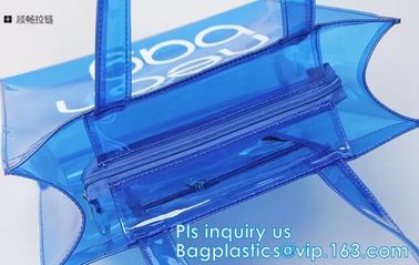 handle colorfull bag pvc zipper bag, Custom PVC Loop Handle Image Printed Plastic Shopping Bag, PVC handle plastic bags supplier