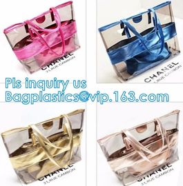 Shinning PVC Metal Chain Girls Fashion Mini Handbags, Fashionable Women PVC tote bags jelly candy handbag, tote shopper supplier