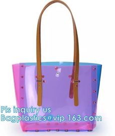 PVC Shopping Bag Security Work Tote Shoulder Bag Womens Handbag, pvc transparent women summer handbag, tote shopper bags supplier