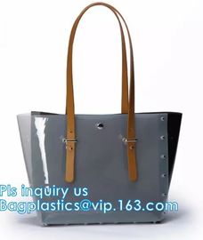 PVC Shopping Bag Security Work Tote Shoulder Bag Womens Handbag, pvc transparent women summer handbag, tote shopper bags supplier