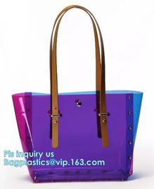 PVC Shopping Bag Security Work Tote Shoulder Bag Womens Handbag, pvc transparent women summer handbag, tote shopper bags supplier