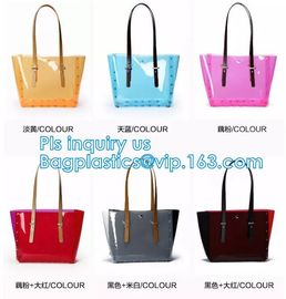 PVC Shopping Bag Security Work Tote Shoulder Bag Womens Handbag, pvc transparent women summer handbag, tote shopper bags supplier