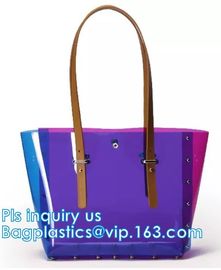 Leisure PVC Purple Handbag For Ladies, Promotional Handbags, Summer Beach Bag PVC Clear Transparent Handbag Women Should supplier