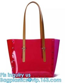 PVC Shopping Bag Security Work Tote Shoulder Bag Womens Handbag, pvc transparent women summer handbag, tote shopper bags supplier
