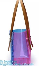 PVC Shopping Bag Security Work Tote Shoulder Bag Womens Handbag, pvc transparent women summer handbag, tote shopper bags supplier