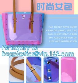 PVC Shopping Bag Security Work Tote Shoulder Bag Womens Handbag, pvc transparent women summer handbag, tote shopper bags supplier