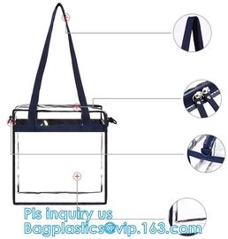 Eco-Friendly Customized PVC Bag for Shopping, cosmetic packaging handle zipper top pouch printed transparent tote shoppe supplier