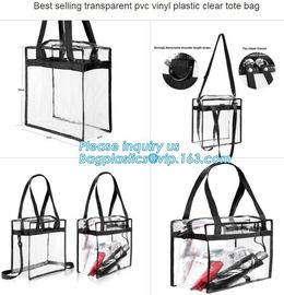 Eco-Friendly Customized PVC Bag for Shopping, cosmetic packaging handle zipper top pouch printed transparent tote shoppe supplier