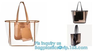 transparent plastic tote shopping pvc bag, Cosmetic Packaging Clear PVC Bag, Plastic Bags with Your Own Logo, shopper supplier