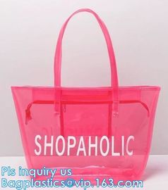 transparent plastic tote shopping pvc bag, Cosmetic Packaging Clear PVC Bag, Plastic Bags with Your Own Logo, shopper supplier