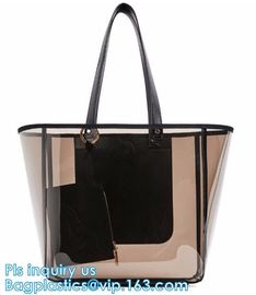 transparent plastic tote shopping pvc bag, Cosmetic Packaging Clear PVC Bag, Plastic Bags with Your Own Logo, shopper supplier
