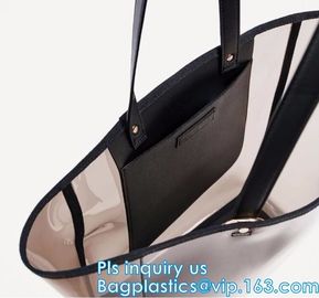transparent plastic tote shopping pvc bag, Cosmetic Packaging Clear PVC Bag, Plastic Bags with Your Own Logo, shopper supplier