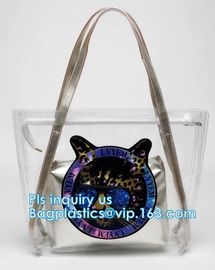 transparent plastic tote shopping pvc bag, Cosmetic Packaging Clear PVC Bag, Plastic Bags with Your Own Logo, shopper supplier
