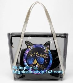 transparent plastic tote shopping pvc bag, Cosmetic Packaging Clear PVC Bag, Plastic Bags with Your Own Logo, shopper supplier