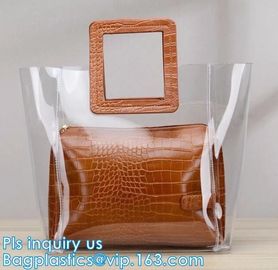 Promotional Sport Travel Womens Shopping Shoulder Strap Clear PVC Zipper Beach Tote Bag, shoulder PVC jelly bag tote han supplier