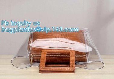 Promotional Sport Travel Womens Shopping Shoulder Strap Clear PVC Zipper Beach Tote Bag, shoulder PVC jelly bag tote han supplier