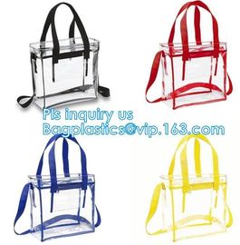 Clear PVC shopping reusable tote bags with carry handle, pvc Tote Bag Customize Logo pvc Shopping Bag, Custom Promotiona supplier