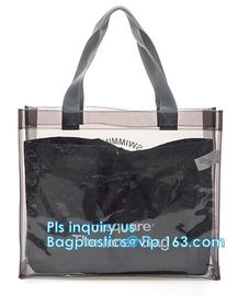 fashion pvc mirror vinyl shopping bag with printing, Recyclable Durable Clear PVC Shopping Bag with Button Closure, tote supplier