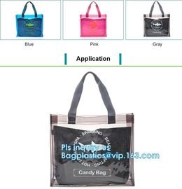 fashion pvc mirror vinyl shopping bag with printing, Recyclable Durable Clear PVC Shopping Bag with Button Closure, tote supplier