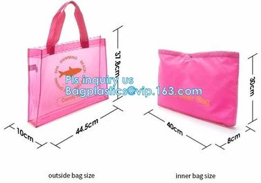 fashion pvc mirror vinyl shopping bag with printing, Recyclable Durable Clear PVC Shopping Bag with Button Closure, tote supplier