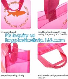 fashion pvc mirror vinyl shopping bag with printing, Recyclable Durable Clear PVC Shopping Bag with Button Closure, tote supplier