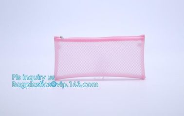 multi-purpose washable portable breathable 3 pcs polyester mesh travel cosmetic bag, Mesh Zipper Black Makeup Pouch Cosm supplier