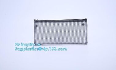 multi-purpose washable portable breathable 3 pcs polyester mesh travel cosmetic bag, Mesh Zipper Black Makeup Pouch Cosm supplier