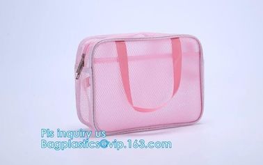 multi-purpose washable portable breathable 3 pcs polyester mesh travel cosmetic bag, Mesh Zipper Black Makeup Pouch Cosm supplier