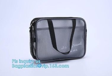 multi-purpose washable portable breathable 3 pcs polyester mesh travel cosmetic bag, Mesh Zipper Black Makeup Pouch Cosm supplier